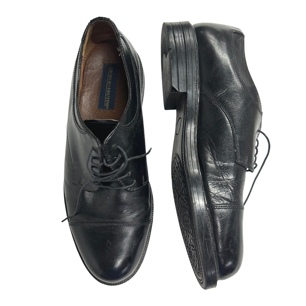 Giorgio Brutini Cap Toe Derby Leather Dress Shoes 9.5 Black Classic Professional - Picture 1 of 7